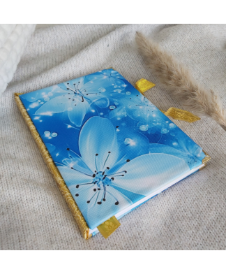 Carnet en tissu FLEUR BLEUE