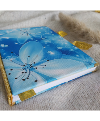 Carnet en tissu FLEUR BLEUE